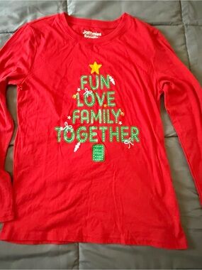 Christmas 'Fun Love Family Together' Red Kids Long-Sleeve Top